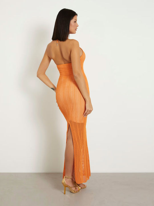 Summer Maxi Dress for Wedding Christening Orange