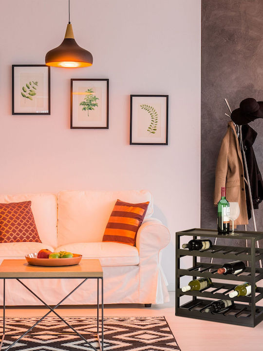 Relaxdays Suport Sticle de Vin din Lemn Negru 20 Sticle 52 X 52 X 25 Cm