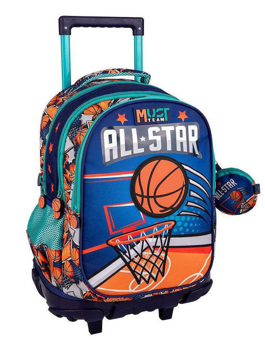 Must Team School Bag Trolley Elementary, Elementary Multicolour with Water Bottle Holder 30Liters