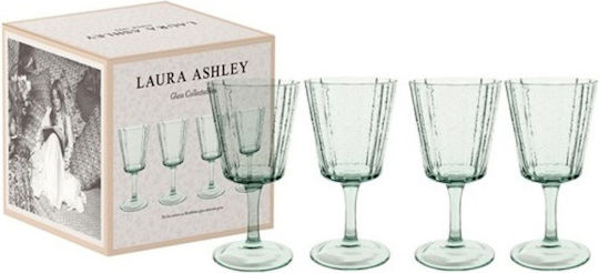 Laura Ashley Set of Green Glass Red Wine Glasses 380ml 4 Pieces