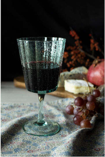 Laura Ashley Set of Green Glass Red Wine Glasses 380ml 4 Pieces