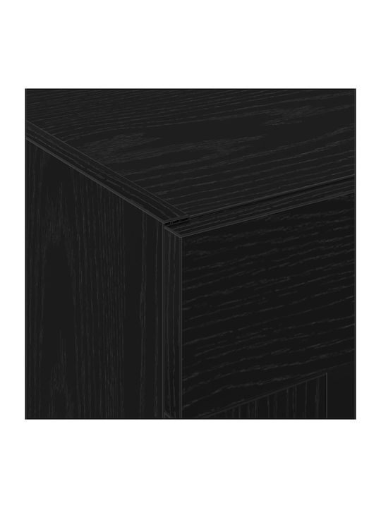 Wand Wohnzimmer Vitrine aus Spanplatte mit Glas Black Oak 69.5x34x90cm