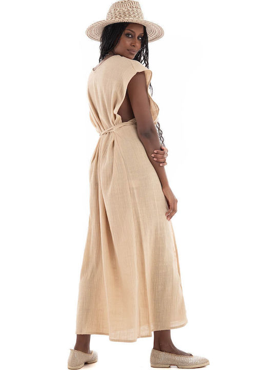 Summer Midi Dress with Drape Beige CNF1WA24GAS Beige