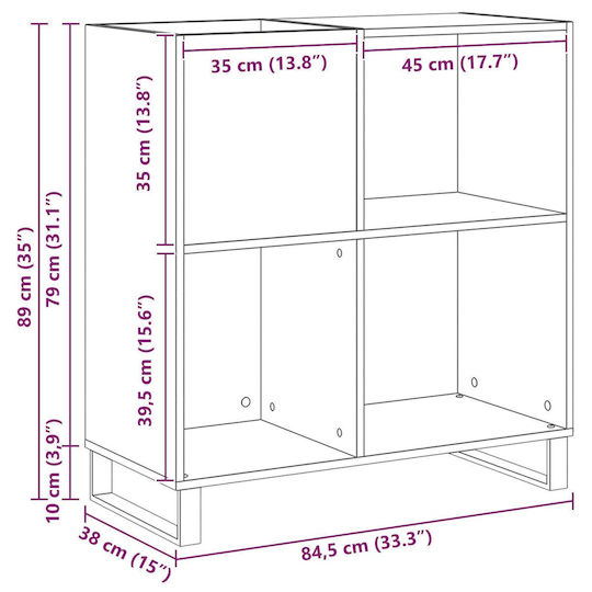 vidaXL Records Hi-Fi Furniture Black 38x84.5x90cm