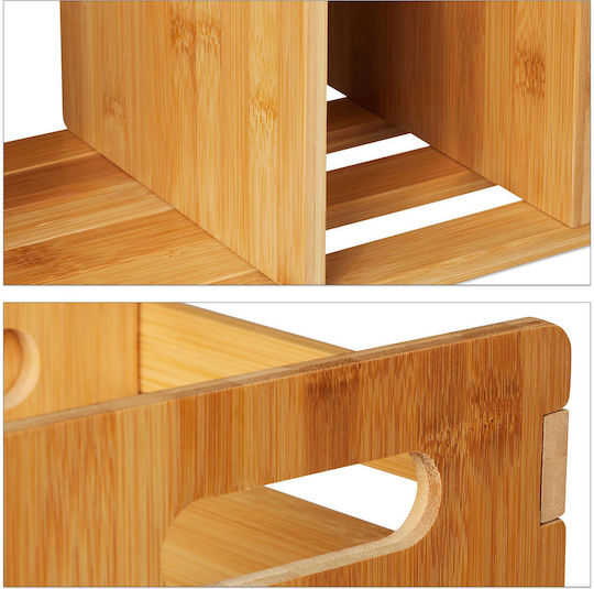 Organizator extensibil pentru birou, raft pentru cărți, 2 sertare, bambus, 21 x 51, 80.5 x 19 cm