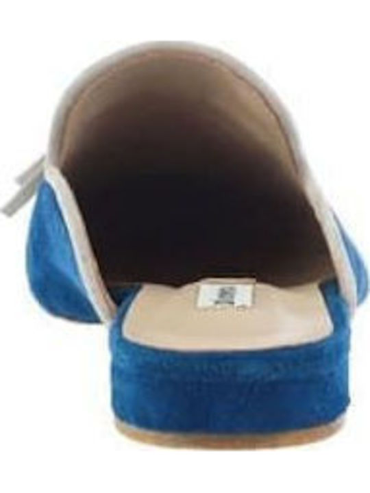 Flat Δερμάτινα Mules σε Μπλε Χρώμα