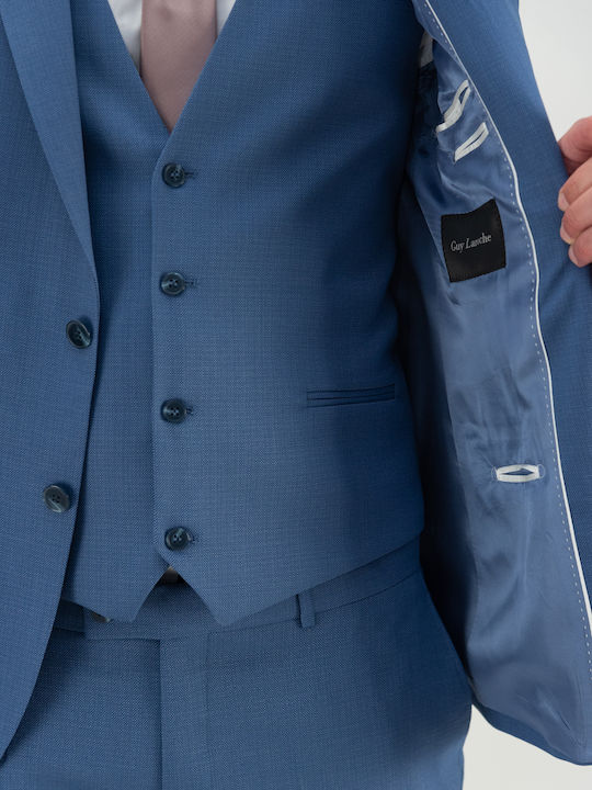 Men's Summer Suit with Vest Regular Fit Blue