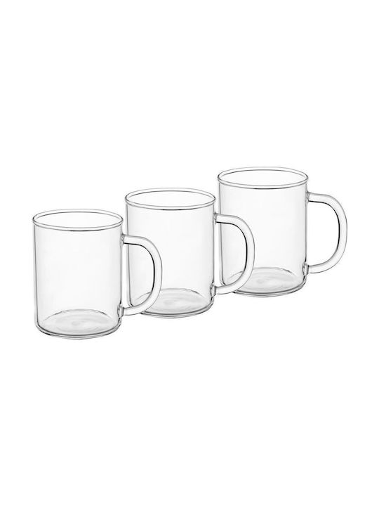 Termisil Mug Glass Transparent 400ml 3pcs