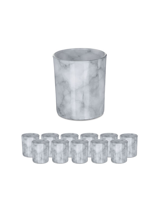Set of 12 Candle Holders Gray Dimensions 8.5 x 7 cm Relaxdays