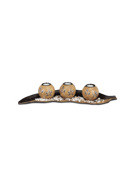Decorative Holder Set 3 Candles Light Dark Brown Dimensions 8.5 X 50.5 X 16.5 Cm Relaxdays Decorative Holder Set 3 Candles Light Dark Brown Dimensions 8.5 X 50.5 X 16.5 Cm Relaxdays