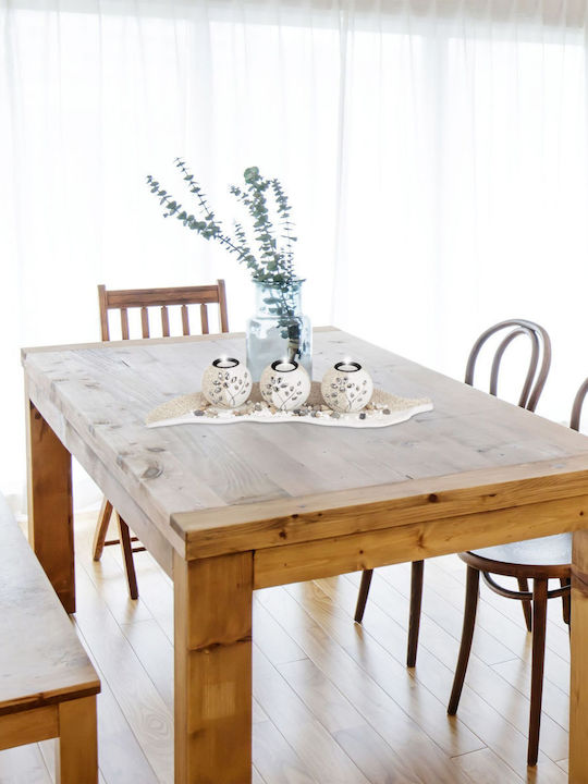 Set Suporturi de Lumânări Decorative 3 Lumânări Alb Bej Gri Dimensiuni 9 X 50.5 X 16.5 Cm Relaxdays