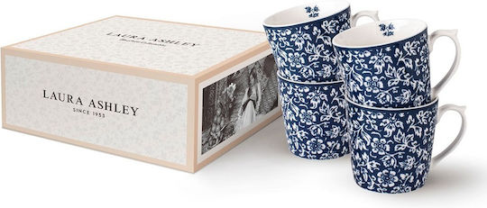 Laura Ashley Porzellan Tasse in Verschiedene Designs Blau 320ml (Verschiedene Designs) 4 Stück