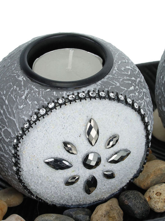Set 3 Candle Holders Gray Black White Dimensions 10 X 40.5 X 14.5 Cm Relaxdays