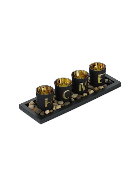 Candle Holders Message Home Decorative Stones 4 Candles Relaxdays 7.5 X 33 X 11.5 Cm