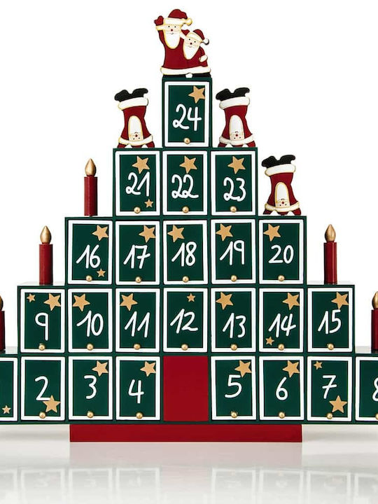 Decorațiune Calendar Advent Multicolor în Formă de Brad de Crăciun 45,5 X 45 X 7 Cm