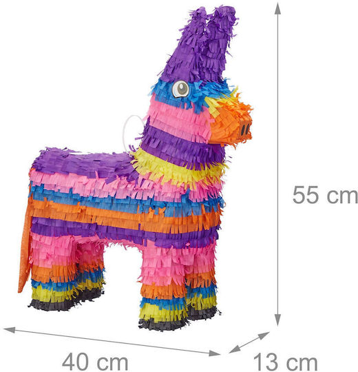 Petrecere cu ponei Piñata pentru copii din hârtie multicoloră, poate fi umplută cu bomboane și jucării în interior 55 X 40 X 13 cm