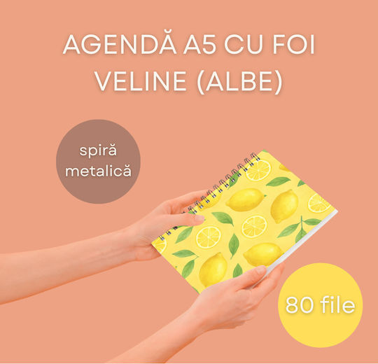 Notebook Spiral 80 Sheets A5 with Blank Pages Yellow