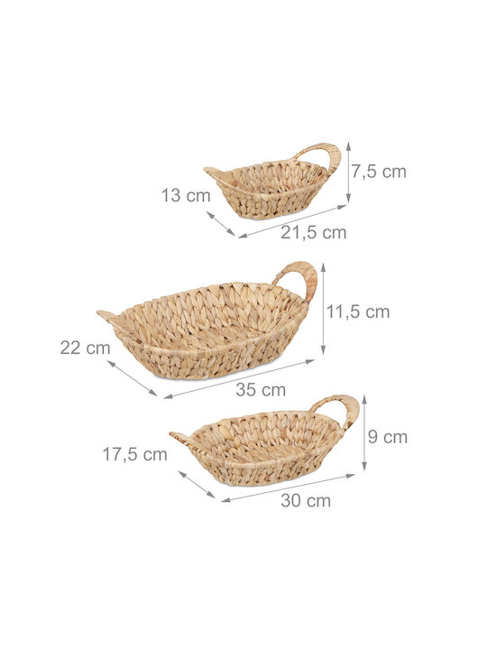 Set 3 Relaxdays Storage Baskets Willow Light Brown 10048136