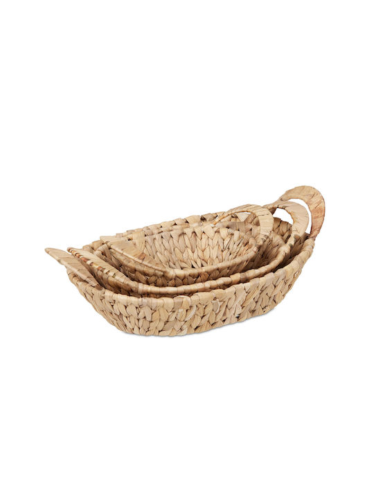 Set 3 Relaxdays Storage Baskets Willow Light Brown 10048136