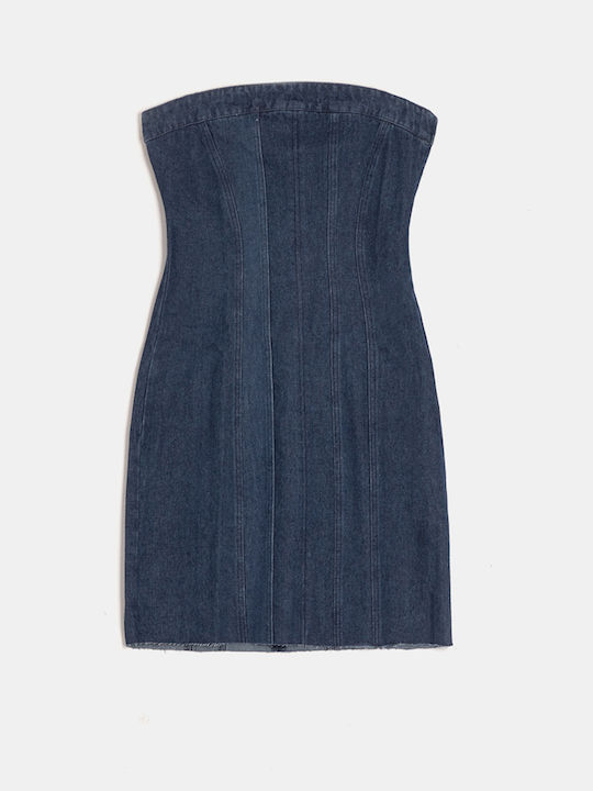 Dark Blue Mini Strapless Denim Dress