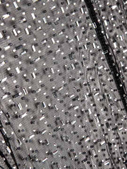 Φόρεμα Maxi See Through Strass Μαύρο Μαύρο