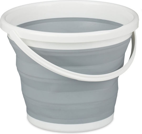 Foldable Bucket 10L Gray Relaxdays