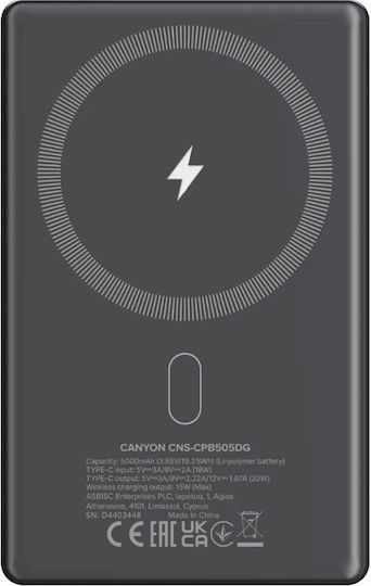 Canyon OnPower 505 MagSafe 5000mAh 15W Gray