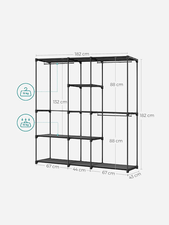 Songmics Floor Garment Rack made of Metal Black 182x43x182cm