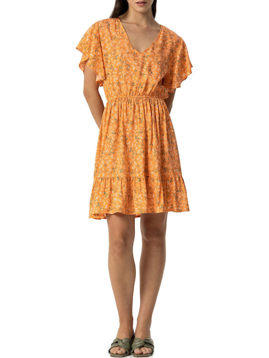Summer Mini Dress with Ruffles Orange