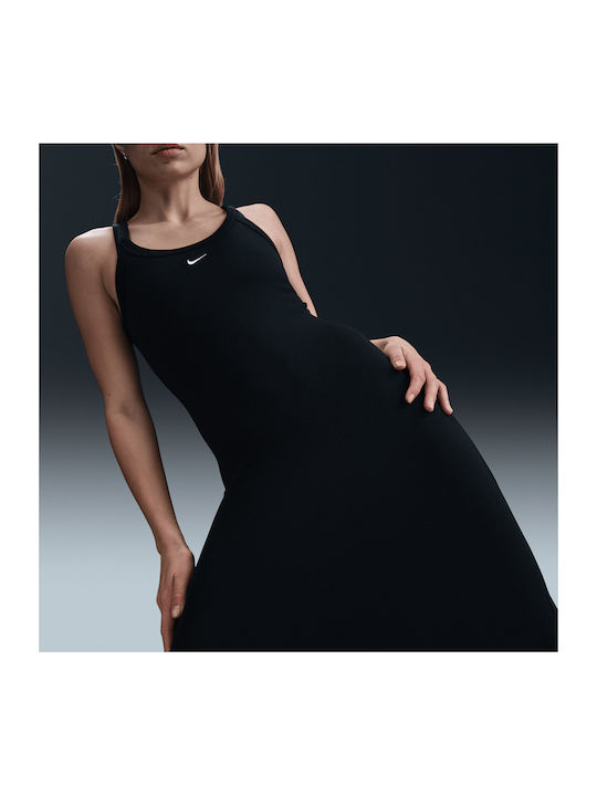 Sportswear Midi Φόρεμα Πλεκτό Ντραπέ Μαύρο