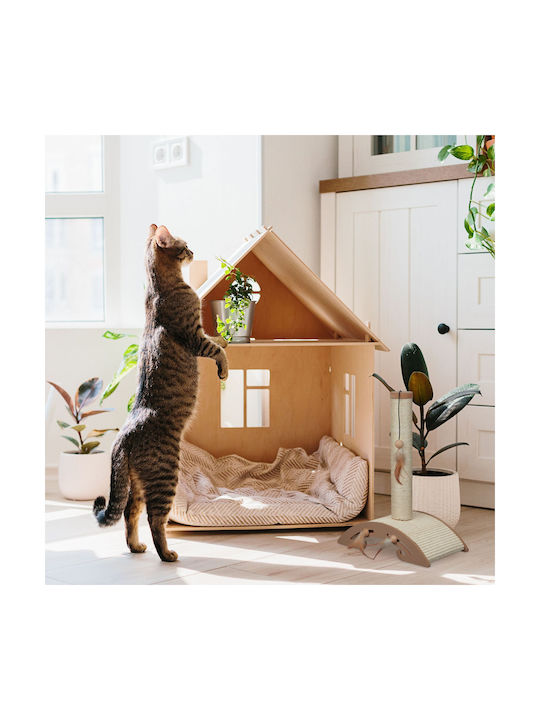 Cat Scratching Post 52 X 42 X 22 Cm Brown Cream