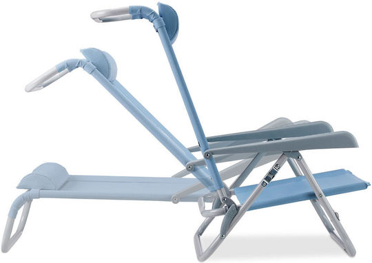 Foldable Lounge Chair Footrest Blue 38.5cm X 58cm X 112cm Relaxdays
