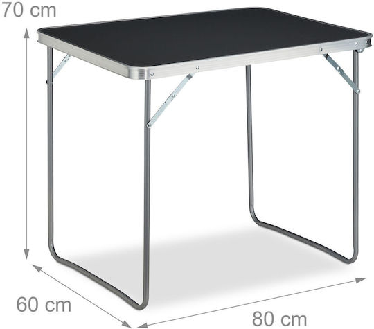 Klappbarer Campingtisch Aluminiumrahmen MDF-Platte 70 x 80 x 60 cm Grau