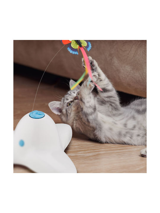 Interactive Cat Toy Butterfly Non-slip Base 33.5 X 20.5 X 18 Cm White