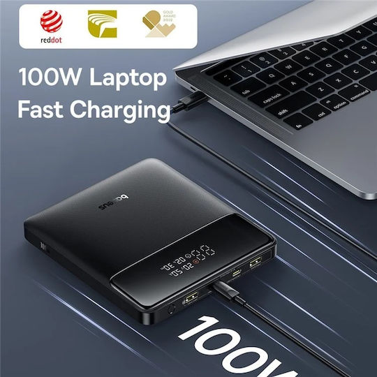 Baseus Blade H1 Lite Power Bank 20000mAh 100W με 2 Θύρες USB-A και 2 Θύρες USB-C Power Delivery / Quick Charge 3.0 / Quick Charge 4.0 Μαύρο