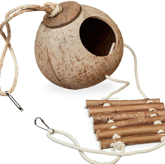 Parrot Toy Set 7 Pieces Wood Cotton Light Brown