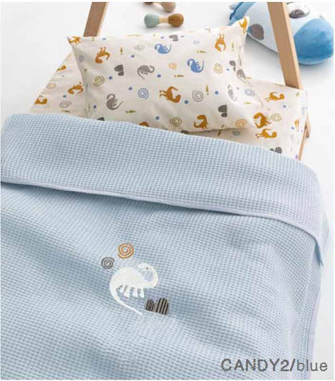Palamaiki Blanket Cot Waffle Blue Blue 100x150cm