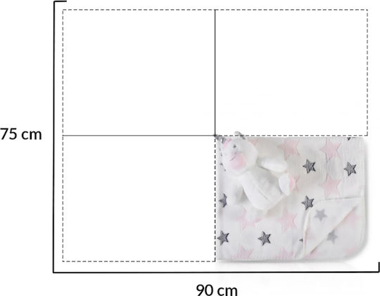 Cangaroo Decke Wickeltücher für Kinderzimmer Unicorn Stars Vlies Rosa 75x90cm