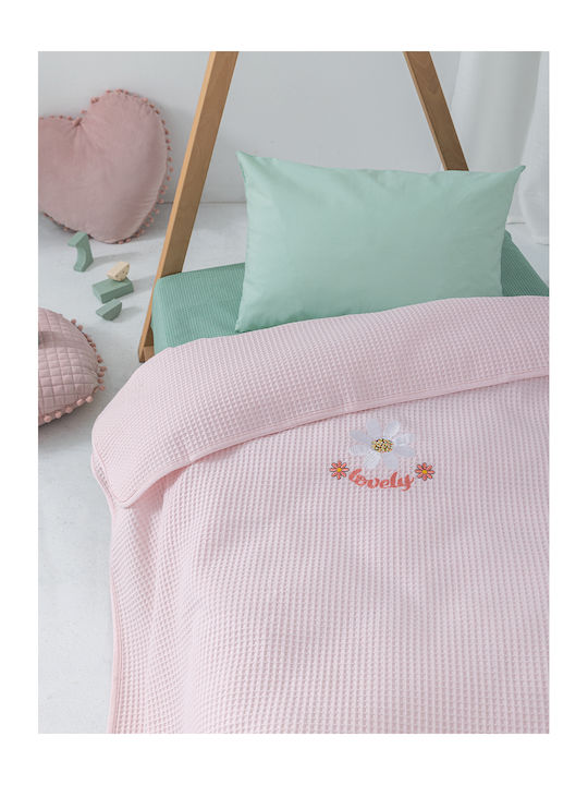 Palamaiki Κουβέρτα Αγκαλιάς & Λίκνου Πικέ Ροζ Pink 80x110εκ.