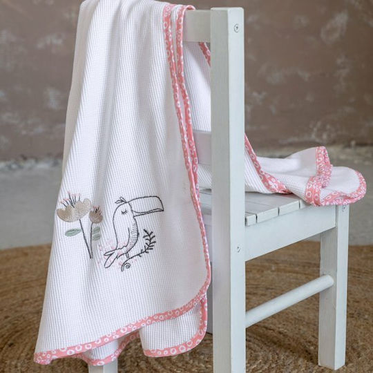 Nima Blanket Cot Toco Toucan Waffle Pink Pink 110x140cm