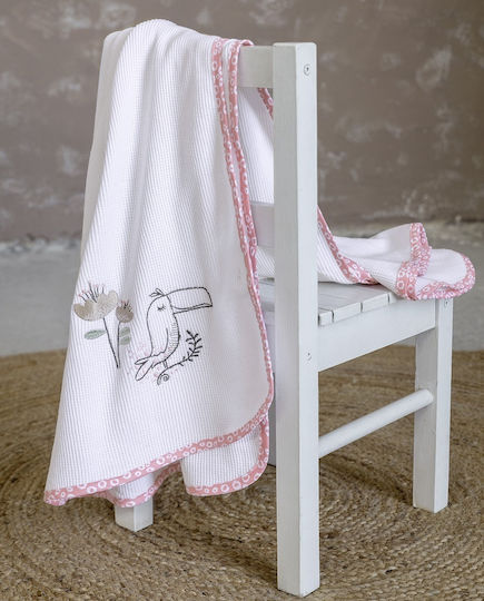 Nima Blanket Cot Toco Toucan Waffle Pink Pink 110x140cm