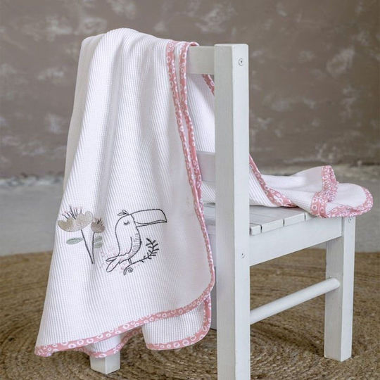 Nima Blanket Cot Toco Toucan Waffle Pink Pink 110x140cm