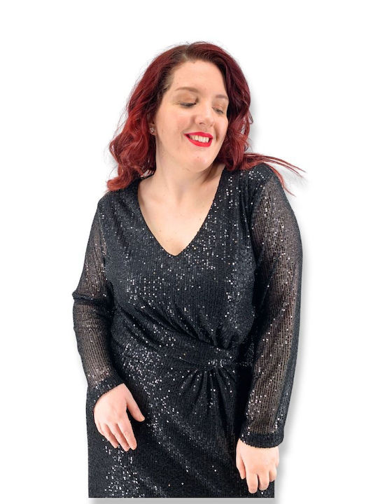 Maxi Abendkleid mit Transparenz Black
