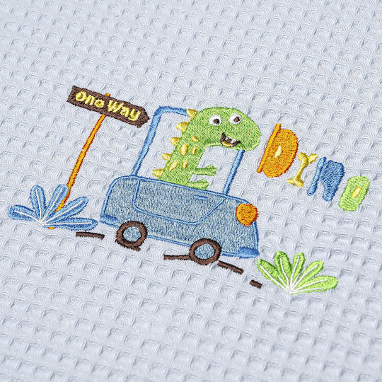 Adam Home Κουβέρτα Αγκαλιάς & Λίκνου Dinosauros Πικέ Μπλε 110x80εκ.