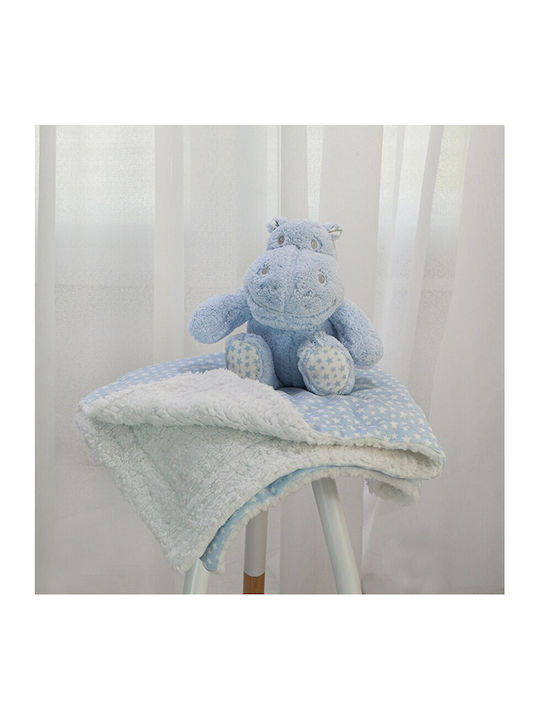 GM Home Κουβέρτα Αγκαλιάς & Λίκνου Bunny Fleece Γαλάζια 75x100εκ.