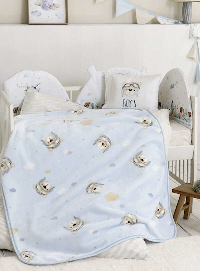 Nima Одеяло Детско легло Boy's World Велур Синьо Light Blue 110x140см.