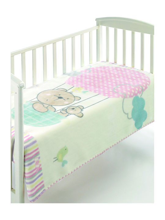 Morven Κουβέρτα Κούνιας Kidz C75 Βελουτέ Ροζ 110x140εκ.