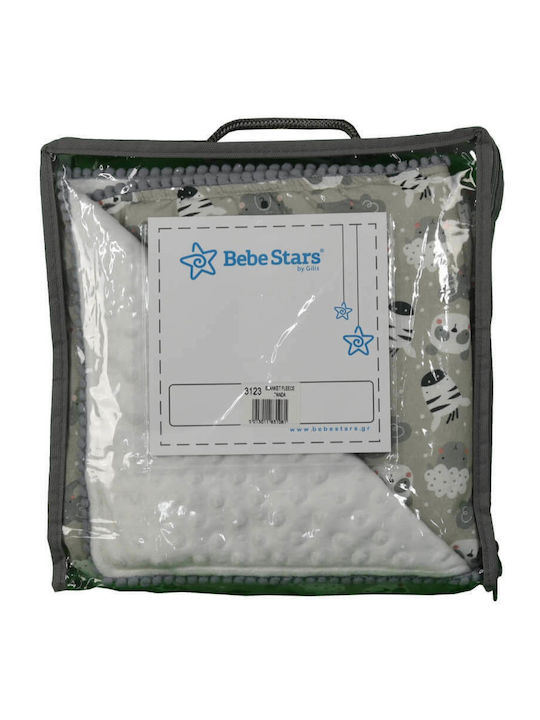 Bebe Stars Κουβέρτα Αγκαλιάς & Λίκνου Pom-Pom Fleece Πράσινη 90x110εκ.