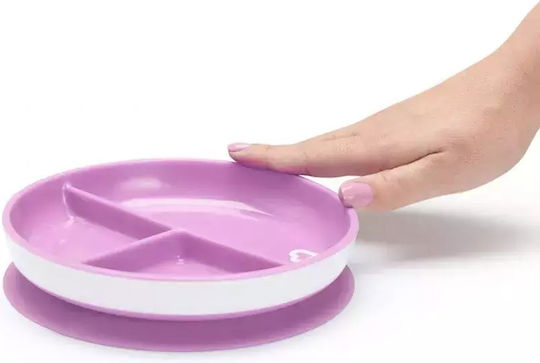 Munchkin Children's Stay Put Suction Food Plate Made of Plastic Light Purple
