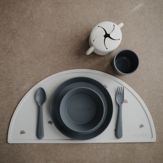 Mushie Παιδικό Μπωλ Φαγητού Dinnerware από Πλαστικό Smoke 2τμχ